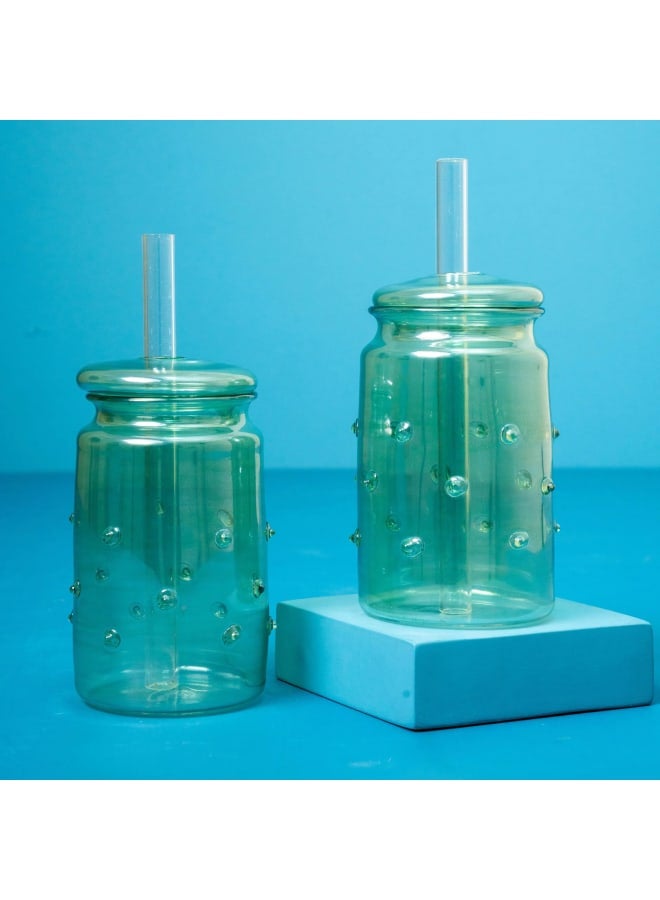 Bubble Textured Glass Cup -Green